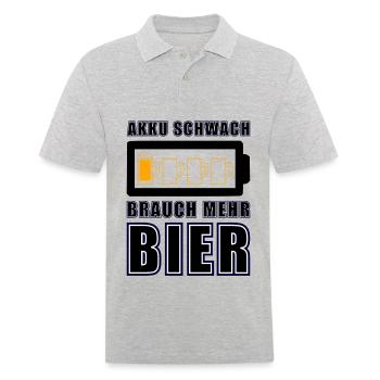Akku SchwachAkku Schwach brauche mehr Bier - Trink - Männer Poloshirt - Grau meliert - Vorne - Kai (181cm)
