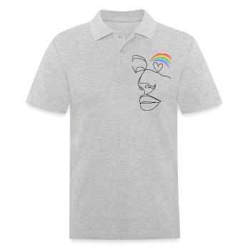 Pride Month Rainbow Heart Eye LGBTQ Queer Art - Men's Polo Shirt - heather grey - Front - Kai (181cm)