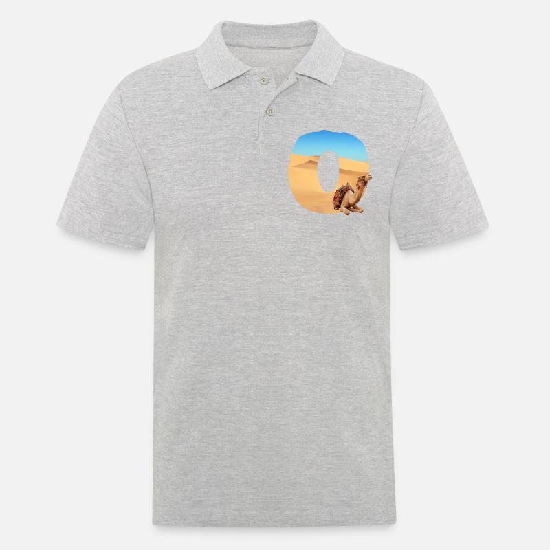 wüste mit kamel o - Männer Poloshirt - Grau meliert
