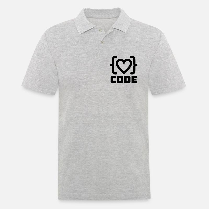 Herzprogrammierer Code Logo mit Text CODE - Männer Poloshirt - Grau meliert