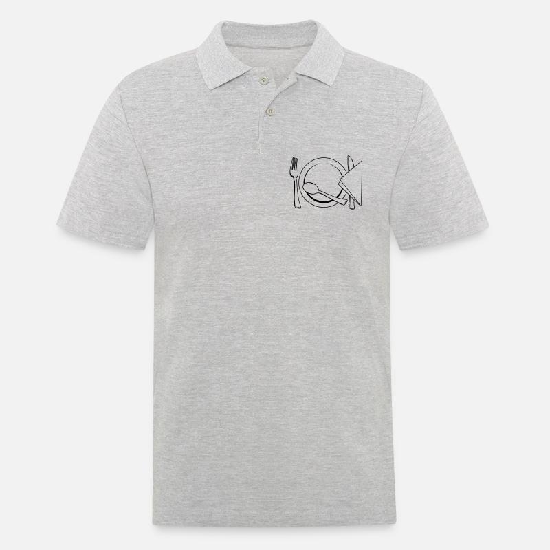 Besteckteller Serviette - Männer Poloshirt - Grau meliert