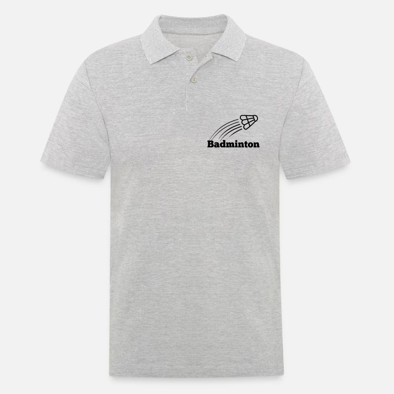 Badmintontext mit hochfliegendem Shuttle - Männer Poloshirt - Grau meliert