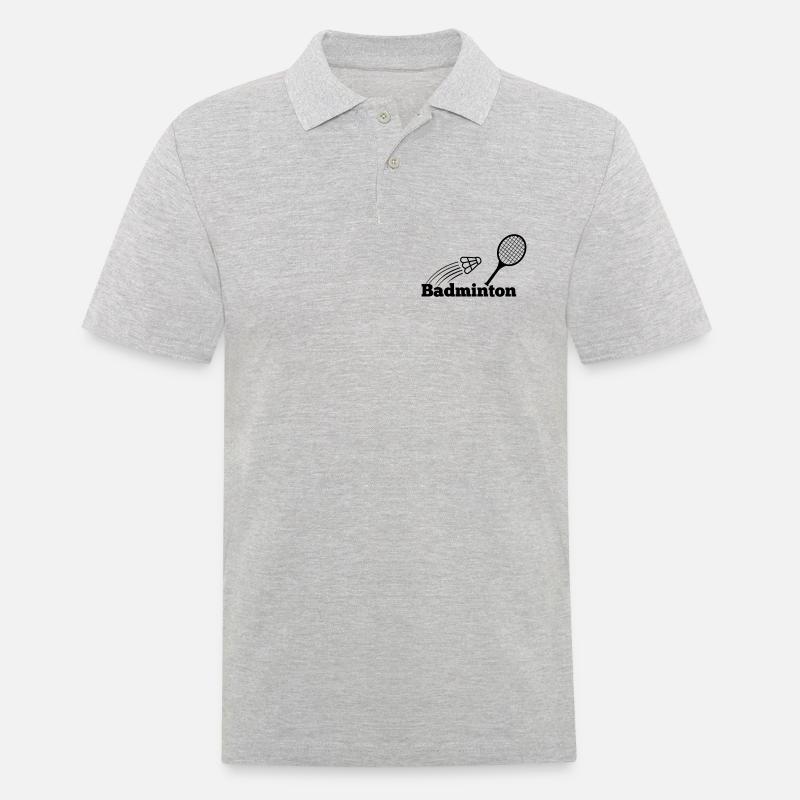 Badmintontext mit Shuttle und Schläger - Männer Poloshirt - Grau meliert