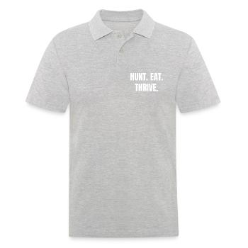 HUNT. EAT. THRIVE. Carnivore Hunters & Steak Fans - Men's Polo Shirt - heather grey - Front - Kai (181cm)