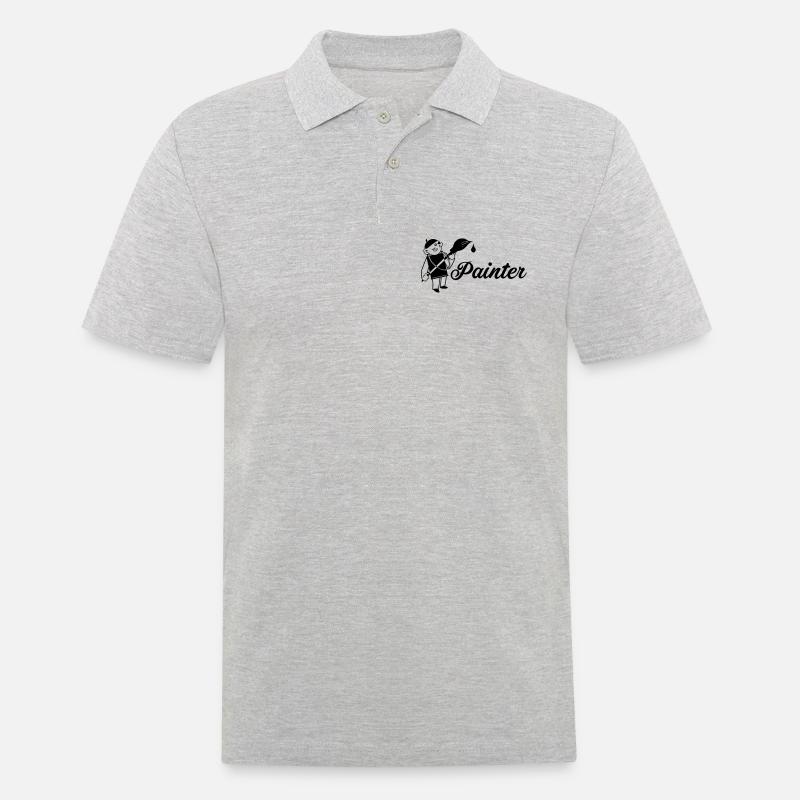 Maler mit Pinsel Text painter - Männer Poloshirt - Grau meliert