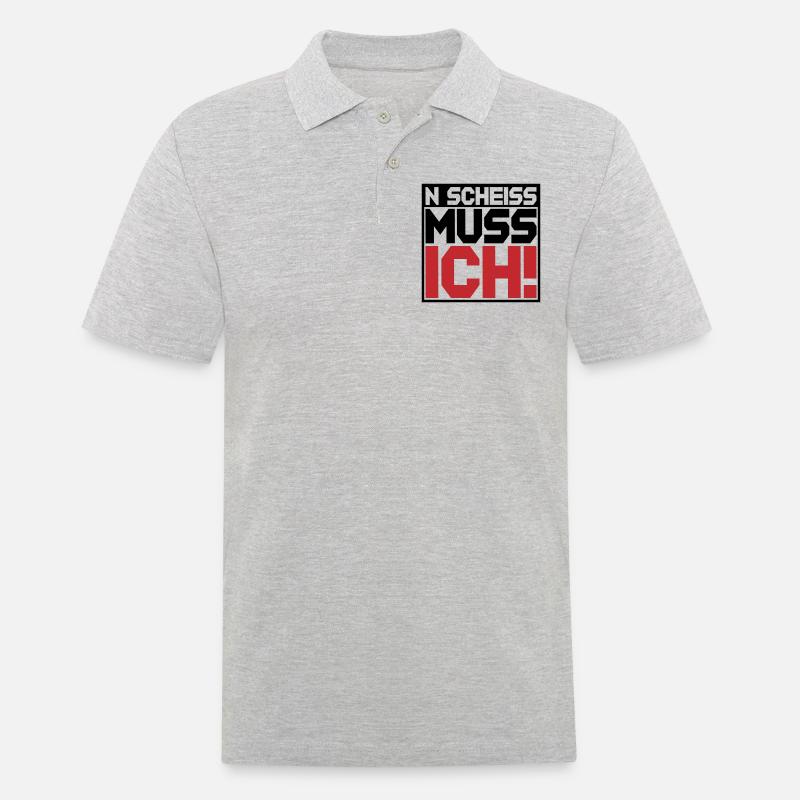 N Scheiss muss ich | Farben änderbar - Männer Poloshirt - Grau meliert