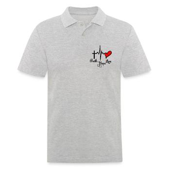 Glauben Sie Hoffnung und Liebe mit Cardio Cross und Herz und - Männer Poloshirt - Grau meliert - Vorne - Kai (181cm)