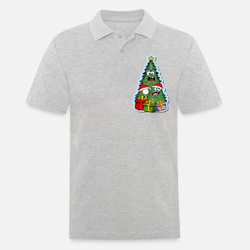 lustiger Weihnachtsbaum - Männer Poloshirt - Grau meliert