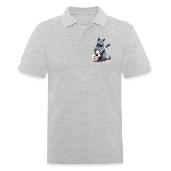 Musicien Russe Chat Bleu Guitariste Chats - Polo Homme - gris chiné - Devant - Kai (181cm)