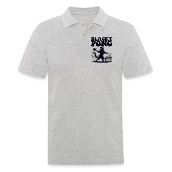 Table Tennis Katze Pingpong Black Cat Dad Outfit - Polo Homme - gris chiné - Devant - Kai (181cm)