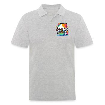 Manga Manga Japonais Cat Ramen pour les amoureux des chats - Polo Homme - gris chiné - Devant - Kai (181cm)