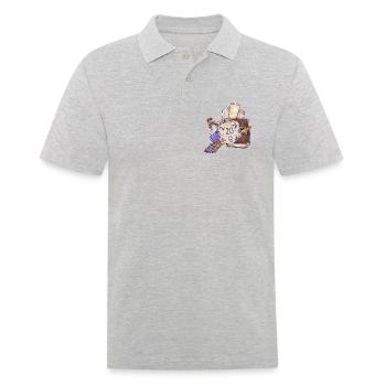 Rollenspiel Tabletop D20 Würfel Geschenk Zauberer  - Männer Poloshirt - Grau meliert - Vorne - Kai (181cm)