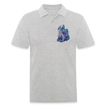Crystal Gemstone Diamond Jewel blue turquoise purple - Men's Polo Shirt - heather grey - Front - Kai (181cm)