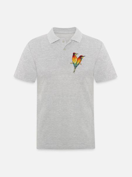 Guêpiers Oiseaux Oiseau de paradis Merops apiaster - Polo Homme - gris chiné