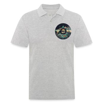 Camping caravane en paysage de montagne avec - Polo Homme - gris chiné - Devant - Kai (181cm)