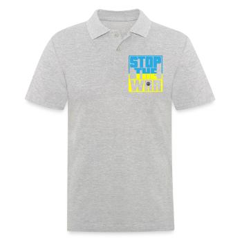 Les couleurs peuvent être modifiées | Arrêtez la guerre | Pas de guerre - Polo Homme - gris chiné - Devant - Kai (181cm)
