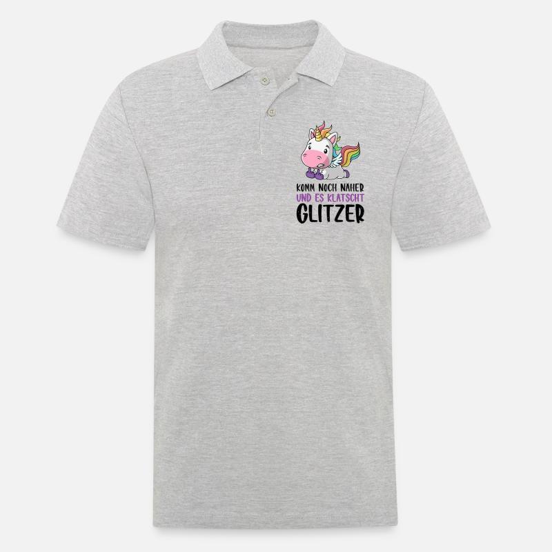 Noch näher es klatscht Glitzer Einhorn Geschenk - Männer Poloshirt - Grau meliert