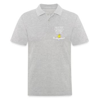 Cadeau humour chat je ne suis pas gros - Polo Homme - gris chiné - Devant - Kai (181cm)