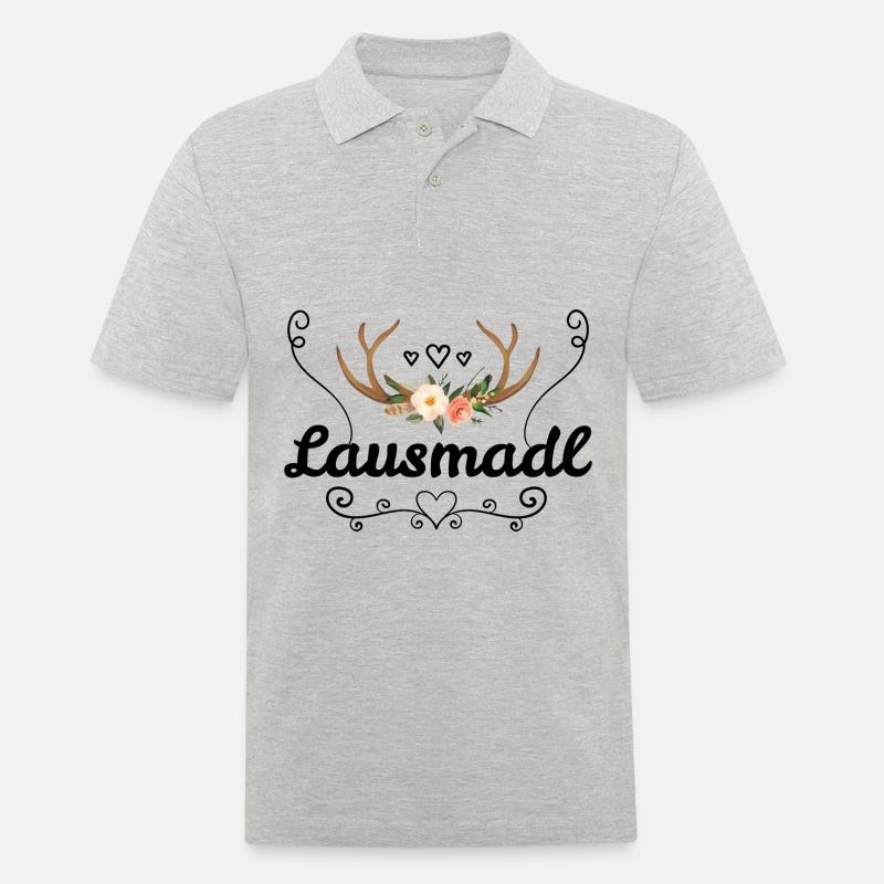 Lausmadl | Trachten Mode Dirndl - Männer Poloshirt - Grau meliert