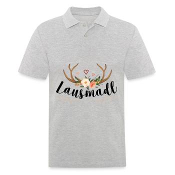 Lausmadl | Trachten Mode Dirndl - Männer Poloshirt - Grau meliert - Vorne - Kai (181cm)