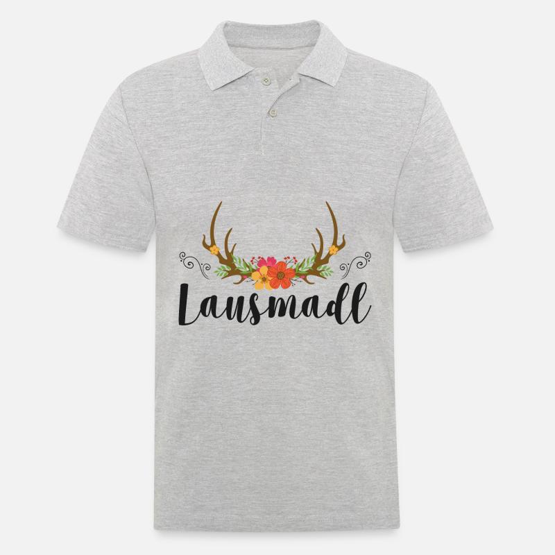 Lausmadl | Trachten Mode Dirndl - Männer Poloshirt - Grau meliert