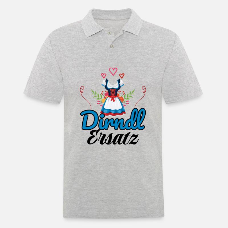 Dirndl Ersatz - Männer Poloshirt - Grau meliert