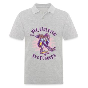 , les filles peuvent patiner - Skating Girls - Polo Homme - gris chiné - Devant - Kai (181cm)
