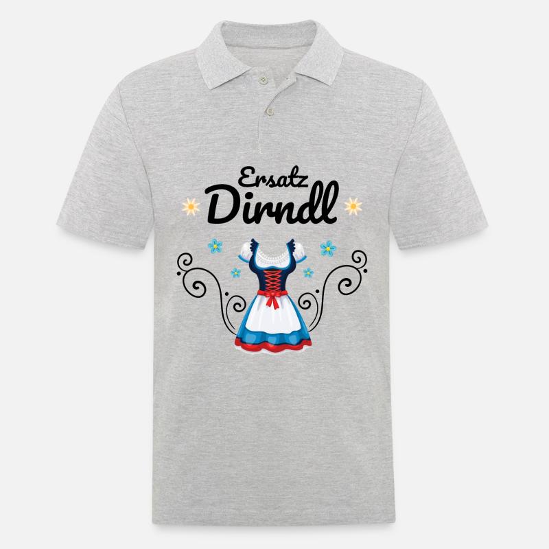 Dirndl Ersatz - Männer Poloshirt - Grau meliert