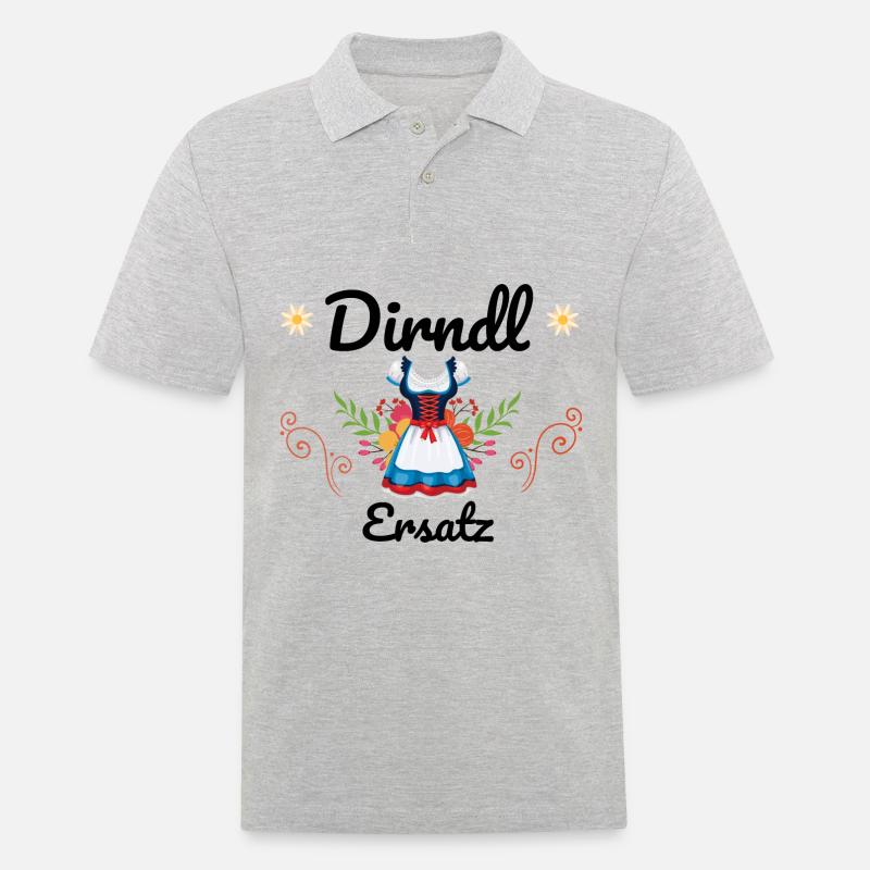 Dirndl Ersatz - Männer Poloshirt - Grau meliert