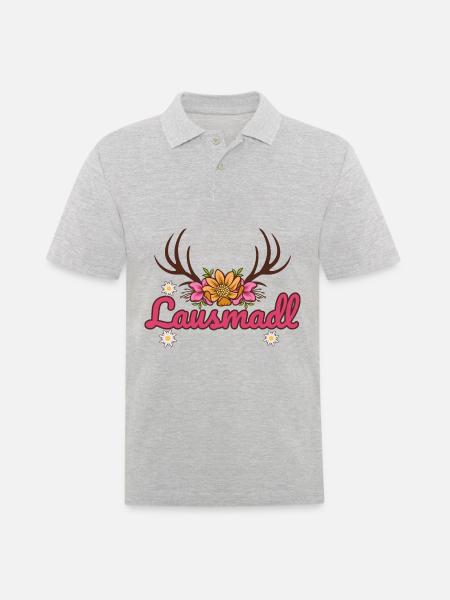 Lausmadl | Trachten Mode Dirndl - Männer Poloshirt - Grau meliert