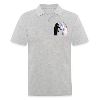 Lieben Pferde keine Karotten? - Männer Poloshirt - Grau meliert - Vorne - Kai (181cm)