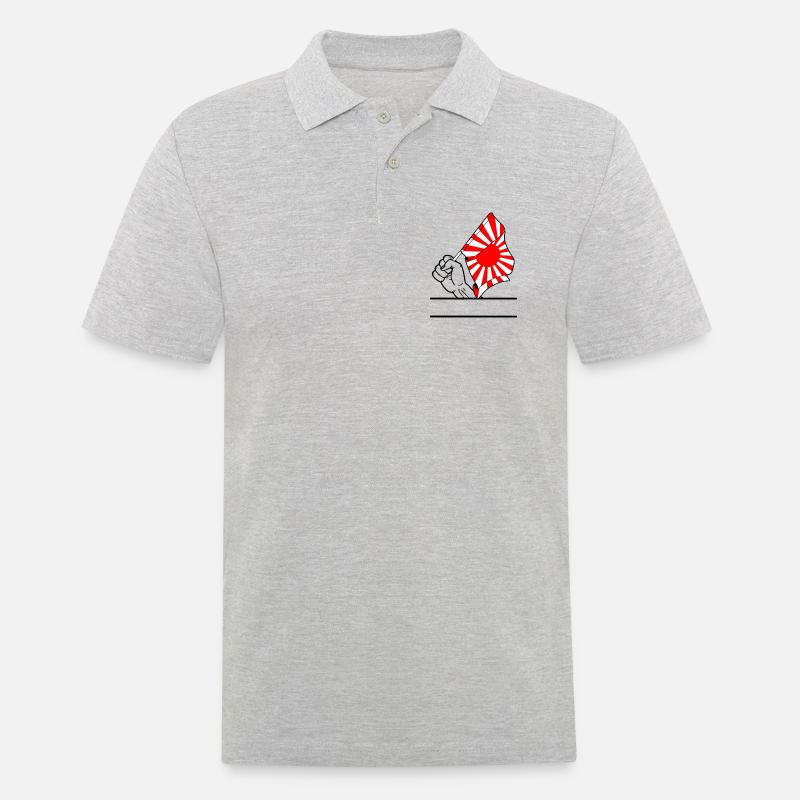 Faust mit aufgehender Sonne Flagge 2 - Männer Poloshirt - Grau meliert
