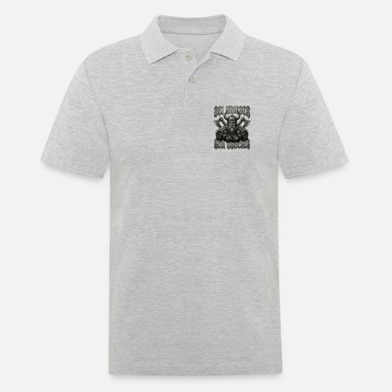 Sei Krieger kein Kriecher Wikinger Bart - Männer Poloshirt - Grau meliert