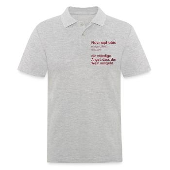 Novinophobie - Definition - Substantiv - Männer Poloshirt - Grau meliert - Vorne - Kai (181cm)