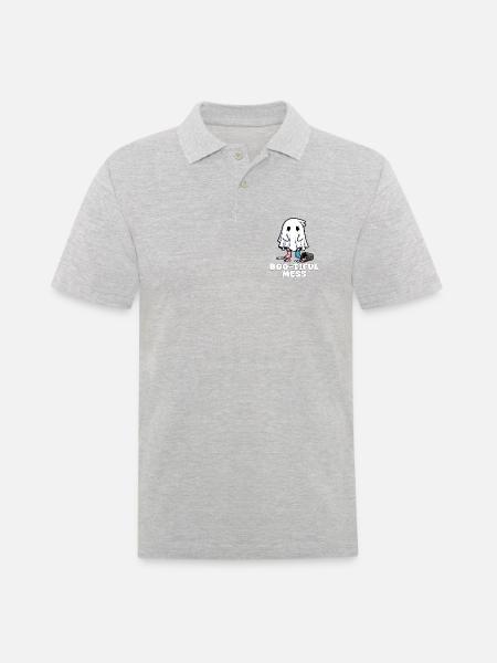 BOO-TIFUL CHAOS - GHOST HALLOWEEN - Männer Poloshirt - Grau meliert