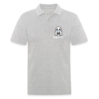 WER WIRD AUSGEBUHT? - GHOST HALLOWEEN - Männer Poloshirt - Grau meliert - Vorne - Kai (181cm)