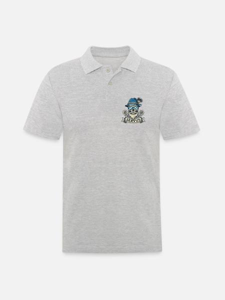 Trachtenshirt Herren Trachten T-Shirt Servus - Männer Poloshirt - Grau meliert