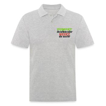 Pumpst du schon oder heizt du noch Elektro Heizung - Männer Poloshirt - Grau meliert - Vorne - Kai (181cm)