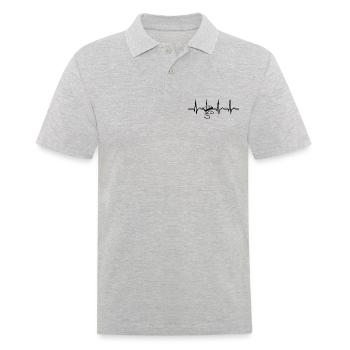 Musik Kassette - EKG Kurve - Herzkurve - Männer Poloshirt - Grau meliert - Vorne - Kai (181cm)
