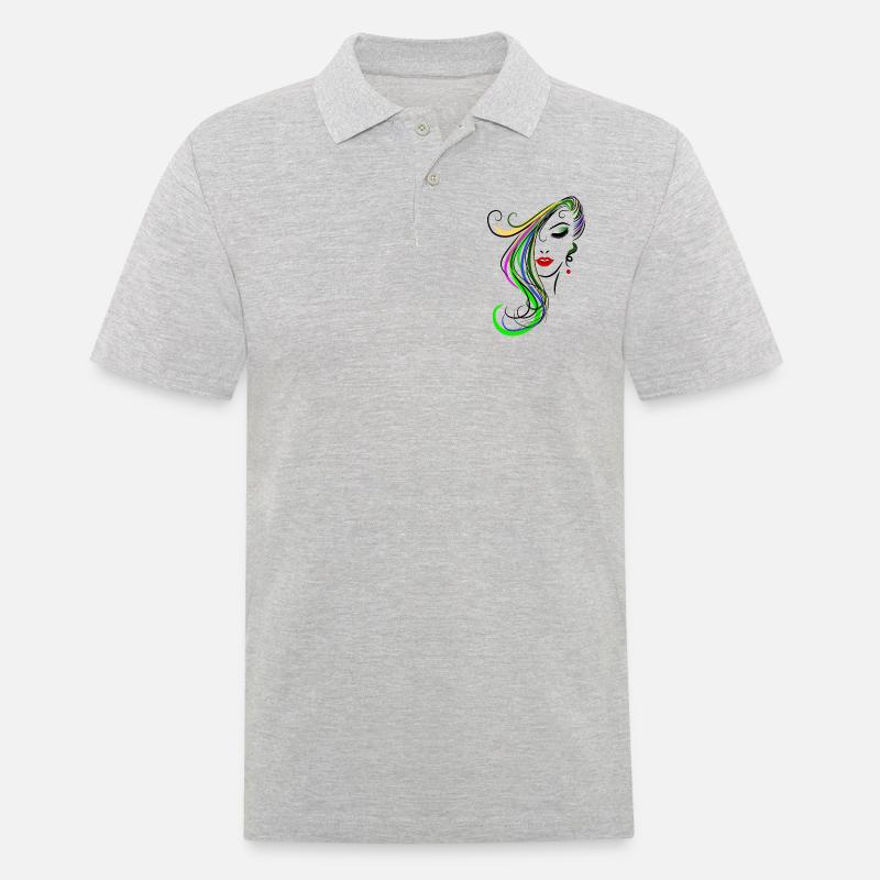 Frau mit buntem Haar - Männer Poloshirt - Grau meliert