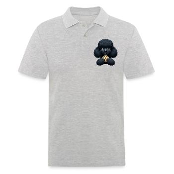 Schwarzer Pudel mit Keks süßes Design - Männer Poloshirt - Grau meliert - Vorne - Kai (181cm)