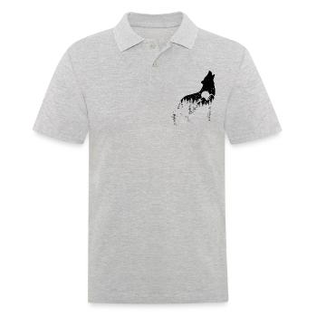 Wolf Silhouette - Species Conservation - Habitat - Men's Polo Shirt - heather grey - Front - Kai (181cm)