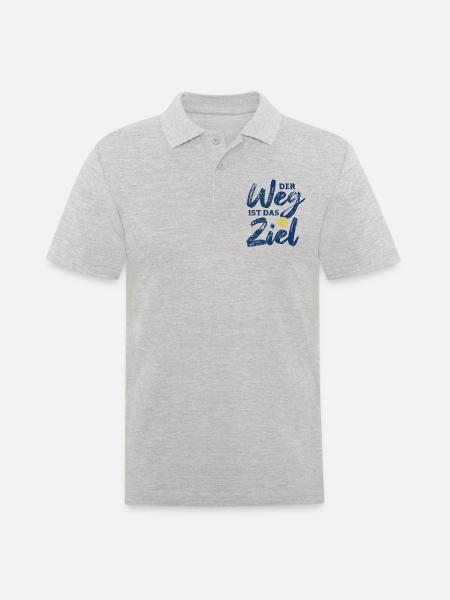 Der Weg ist das Ziel - Camino - Jakobsweg - Pilger - Männer Poloshirt - Grau meliert