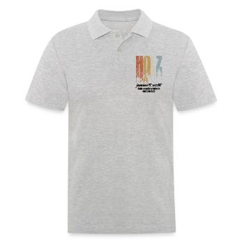 Holz jammert nicht, Holz macht einfach seinen Job - Männer Poloshirt - Grau meliert - Vorne - Kai (181cm)