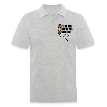 Zieht der Ampel den Stecker - Spruch - Männer Poloshirt - Grau meliert - Vorne - Kai (181cm)