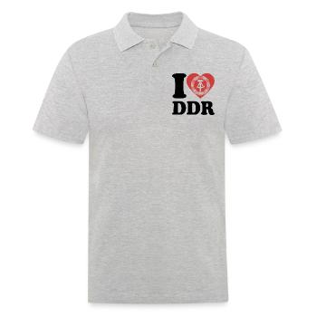 I Love DDR - Herz - Ostalgie - Männer Poloshirt - Grau meliert - Vorne - Kai (181cm)