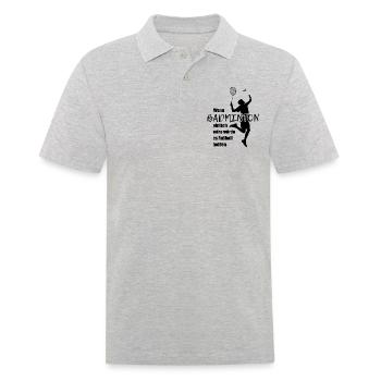 Wenn Badminton einfach wär würde es Fußball heißen - Männer Poloshirt - Grau meliert - Vorne - Kai (181cm)