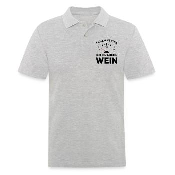 Tank leer - Ich brauche Wein - Sauf Spruch - Männer Poloshirt - Grau meliert - Vorne - Kai (181cm)