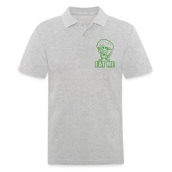 Brokkoli - Eat me - Gemüse, vegan - Männer Poloshirt - Grau meliert - Vorne - Kai (181cm)