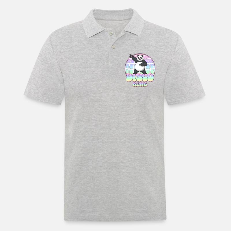 Discoking Panda anni ' 70 Disco Ball Disco King - Polo da uomo - grigio melange